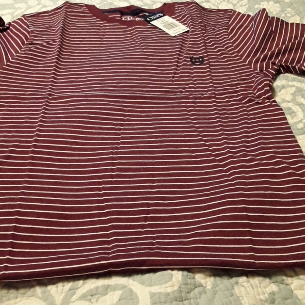 Nwt Chaps burgundy striped tshirt